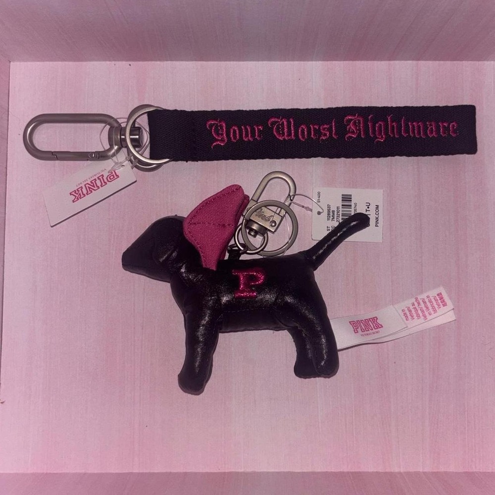 Halloween 2026 PINK Victoria's Secret black & pink keychain set